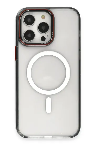 Newface iPhone 14 Pro Max Kılıf Dinamik Magneticsafe Silikon - Siyah resmi