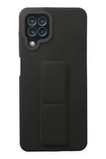 Newface Samsung Galaxy A22 Kılıf Mega Standlı Silikon - Siyah resmi