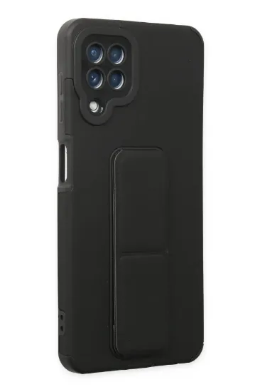 Newface Samsung Galaxy A22 Kılıf Mega Standlı Silikon - Siyah resmi