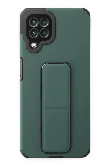 Newface Samsung Galaxy A22 Kılıf Mega Standlı Silikon - Yeşil resmi