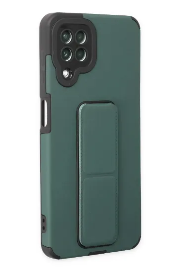 Newface Samsung Galaxy A22 Kılıf Mega Standlı Silikon - Yeşil resmi