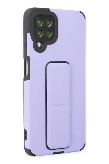 Newface Samsung Galaxy A22 Kılıf Mega Standlı Silikon - Lila resmi