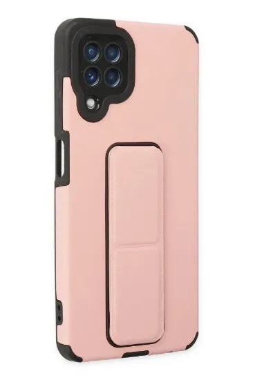 Newface Samsung Galaxy A22 Kılıf Mega Standlı Silikon - Pudra resmi