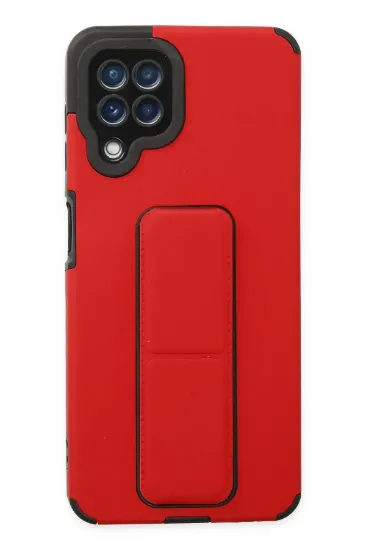Newface Samsung Galaxy A22 Kılıf Mega Standlı Silikon - Kırmızı resmi