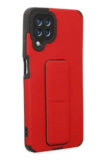 Newface Samsung Galaxy A22 Kılıf Mega Standlı Silikon - Kırmızı resmi