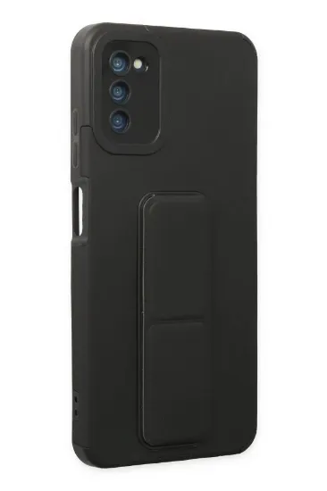 Newface Samsung Galaxy A03S Kılıf Mega Standlı Silikon - Siyah resmi