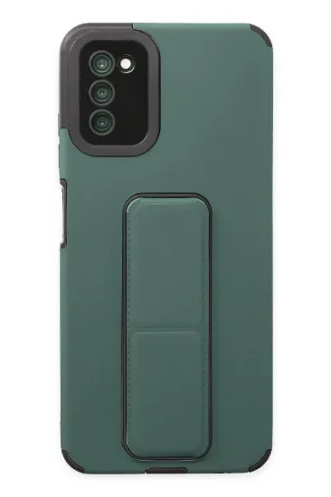 Newface Samsung Galaxy A03S Kılıf Mega Standlı Silikon - Yeşil resmi