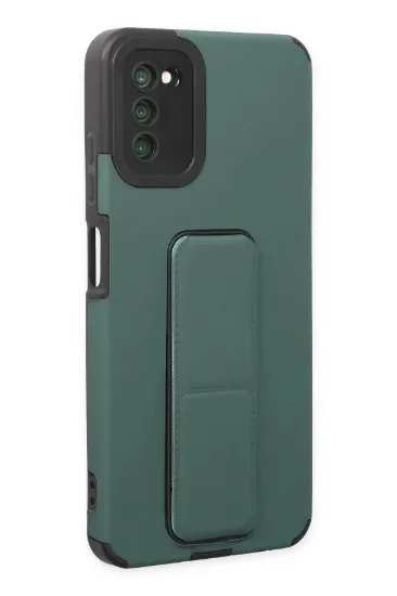 Newface Samsung Galaxy A03S Kılıf Mega Standlı Silikon - Yeşil resmi