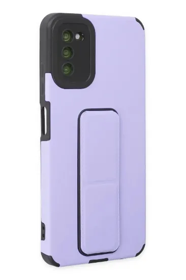 Newface Samsung Galaxy A03S Kılıf Mega Standlı Silikon - Lila resmi