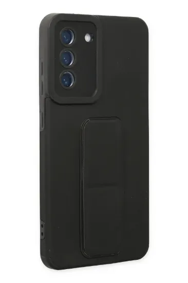 Newface Samsung Galaxy S21 FE Kılıf Mega Standlı Silikon - Siyah resmi