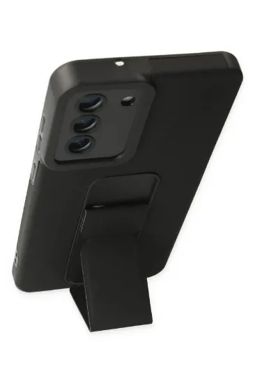 Newface Samsung Galaxy S21 FE Kılıf Mega Standlı Silikon - Siyah resmi