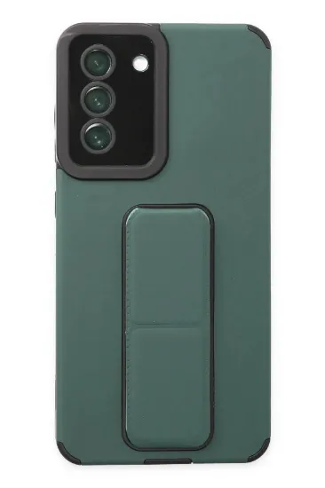 Newface Samsung Galaxy S21 FE Kılıf Mega Standlı Silikon - Yeşil resmi