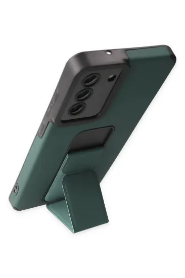 Newface Samsung Galaxy S21 FE Kılıf Mega Standlı Silikon - Yeşil resmi