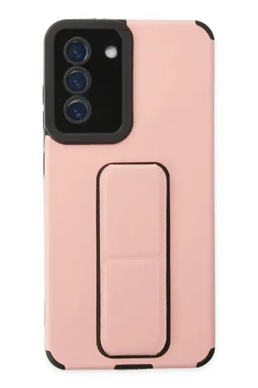Newface Samsung Galaxy S21 FE Kılıf Mega Standlı Silikon - Pudra resmi