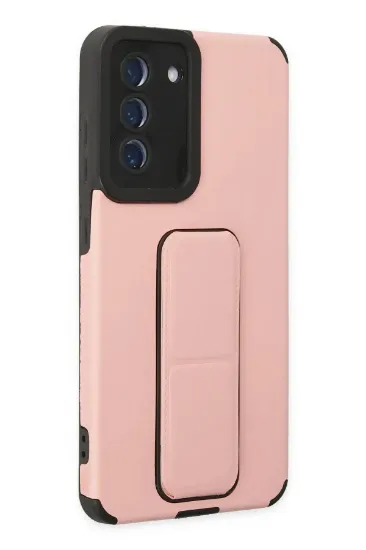 Newface Samsung Galaxy S21 FE Kılıf Mega Standlı Silikon - Pudra resmi