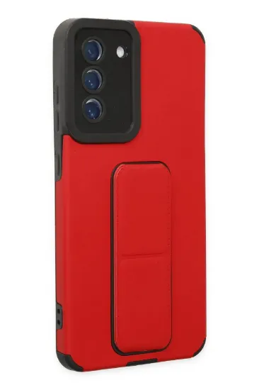 Newface Samsung Galaxy S21 FE Kılıf Mega Standlı Silikon - Kırmızı resmi