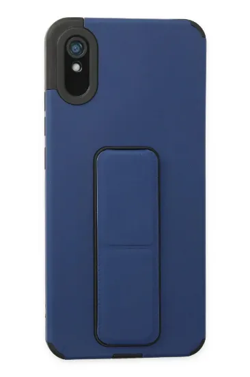 Newface Xiaomi Redmi 9A Kılıf Mega Standlı Silikon - Mavi resmi
