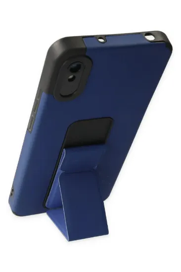 Newface Xiaomi Redmi 9A Kılıf Mega Standlı Silikon - Mavi resmi