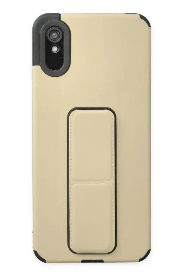 Newface Xiaomi Redmi 9A Kılıf Mega Standlı Silikon - Gold resmi