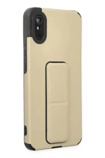 Newface Xiaomi Redmi 9A Kılıf Mega Standlı Silikon - Gold resmi