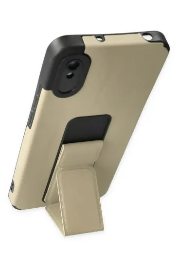 Newface Xiaomi Redmi 9A Kılıf Mega Standlı Silikon - Gold resmi