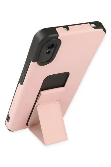 Newface Xiaomi Redmi 9A Kılıf Mega Standlı Silikon - Pudra resmi