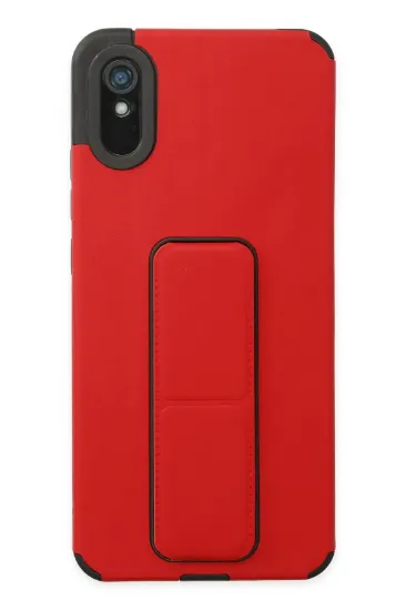 Newface Xiaomi Redmi 9A Kılıf Mega Standlı Silikon - Kırmızı resmi