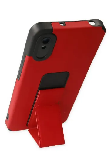 Newface Xiaomi Redmi 9A Kılıf Mega Standlı Silikon - Kırmızı resmi
