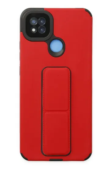 Newface Xiaomi Redmi 9C Kılıf Mega Standlı Silikon - Kırmızı resmi