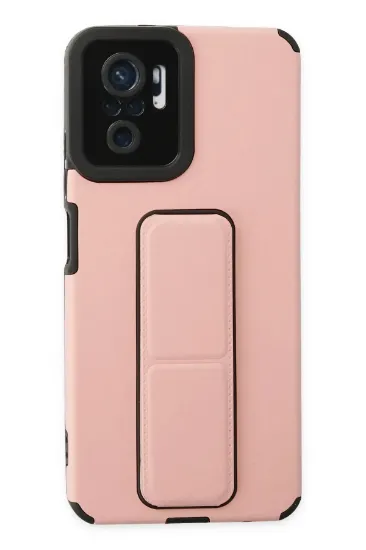 Newface Xiaomi Redmi Note 10 Kılıf Mega Standlı Silikon - Pudra resmi