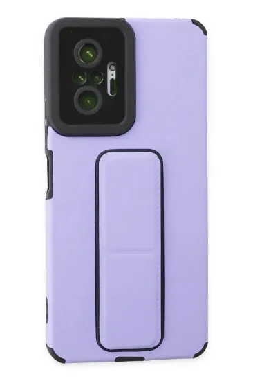 Newface Xiaomi Redmi Note 10 Pro Kılıf Mega Standlı Silikon - Lila resmi