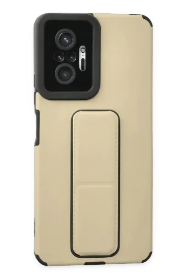 Newface Xiaomi Redmi Note 10 Pro Kılıf Mega Standlı Silikon - Gold resmi