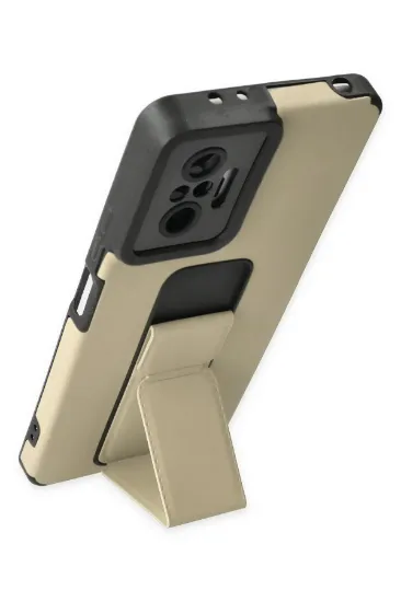 Newface Xiaomi Redmi Note 10 Pro Kılıf Mega Standlı Silikon - Gold resmi