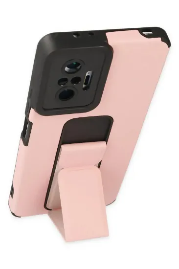 Newface Xiaomi Redmi Note 10 Pro Kılıf Mega Standlı Silikon - Pudra resmi