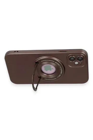 Newface iPhone 12 Kılıf Lukka Magneticsafe Kapak - Kahverengi resmi