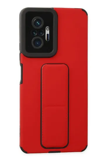 Newface Xiaomi Redmi Note 10 Pro Kılıf Mega Standlı Silikon - Kırmızı resmi
