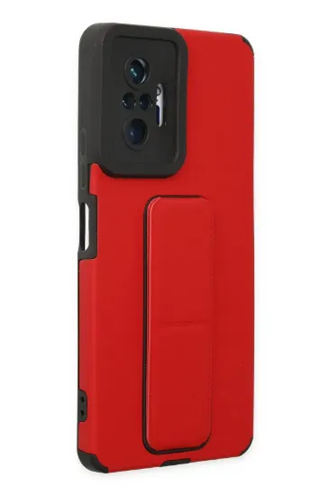 Newface Xiaomi Redmi Note 10 Pro Kılıf Mega Standlı Silikon - Kırmızı resmi