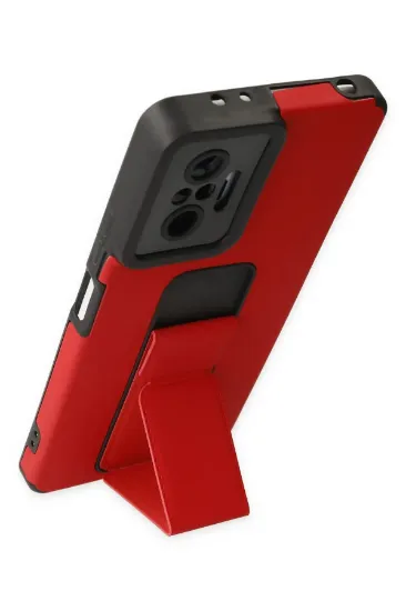 Newface Xiaomi Redmi Note 10 Pro Kılıf Mega Standlı Silikon - Kırmızı resmi