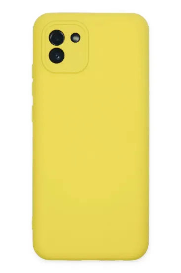Newface Samsung Galaxy A03 Kılıf Nano içi Kadife Silikon - Sarı resmi