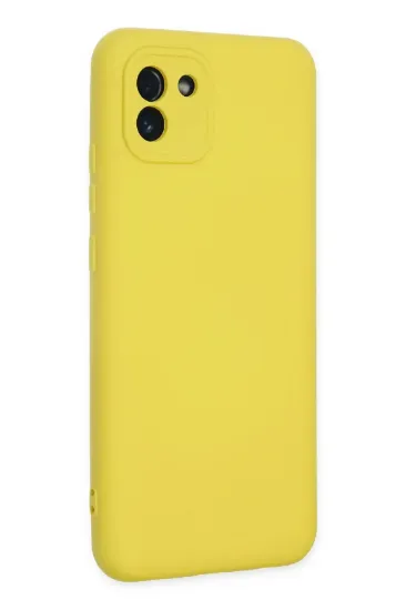 Newface Samsung Galaxy A03 Kılıf Nano içi Kadife Silikon - Sarı resmi
