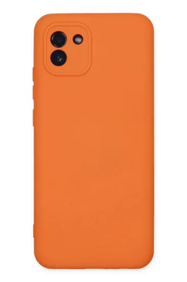 Newface Samsung Galaxy A03 Kılıf Nano içi Kadife Silikon - Turuncu resmi