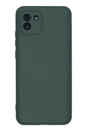 Newface Samsung Galaxy A03 Kılıf Nano içi Kadife Silikon - Koyu Yeşil resmi