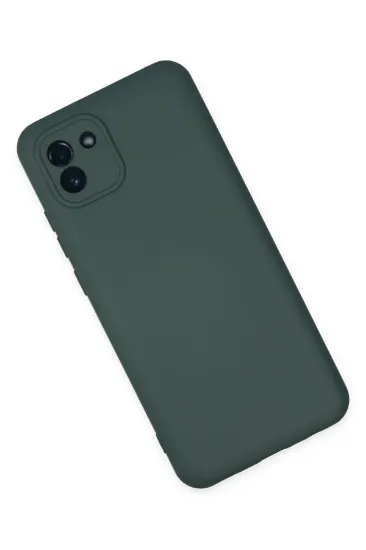 Newface Samsung Galaxy A03 Kılıf Nano içi Kadife Silikon - Koyu Yeşil resmi