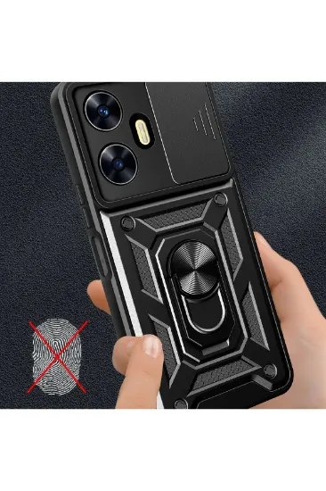 Newface Realme C55 Kılıf Pars Lens Yüzüklü Silikon - Kırmızı resmi