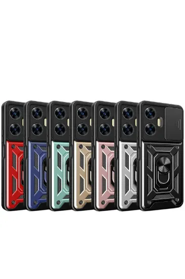 Newface Realme C55 Kılıf Pars Lens Yüzüklü Silikon - Yeşil resmi