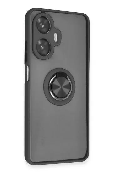 Newface Realme C55 Kılıf Montreal Yüzüklü Silikon Kapak - Siyah resmi