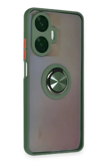 Newface Realme C55 Kılıf Montreal Yüzüklü Silikon Kapak - Yeşil resmi