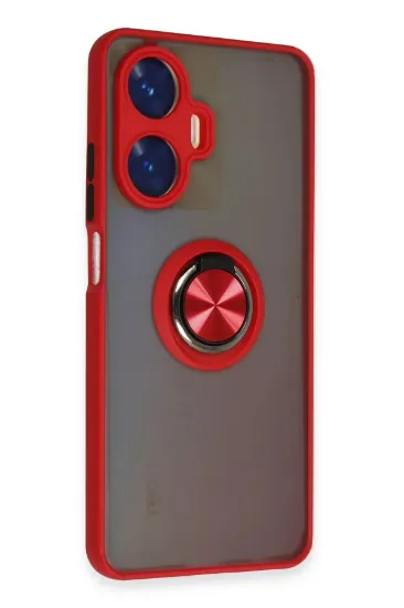 Newface Realme C55 Kılıf Montreal Yüzüklü Silikon Kapak - Kırmızı resmi