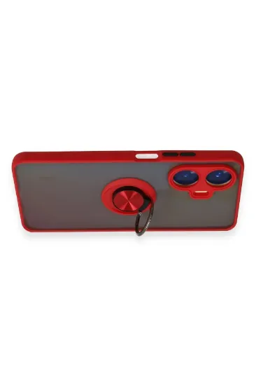 Newface Realme C55 Kılıf Montreal Yüzüklü Silikon Kapak - Kırmızı resmi
