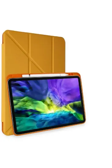 Newface iPad Air 4 10.9 Kılıf Kalemlikli Mars Tablet Kılıfı - Sarı resmi